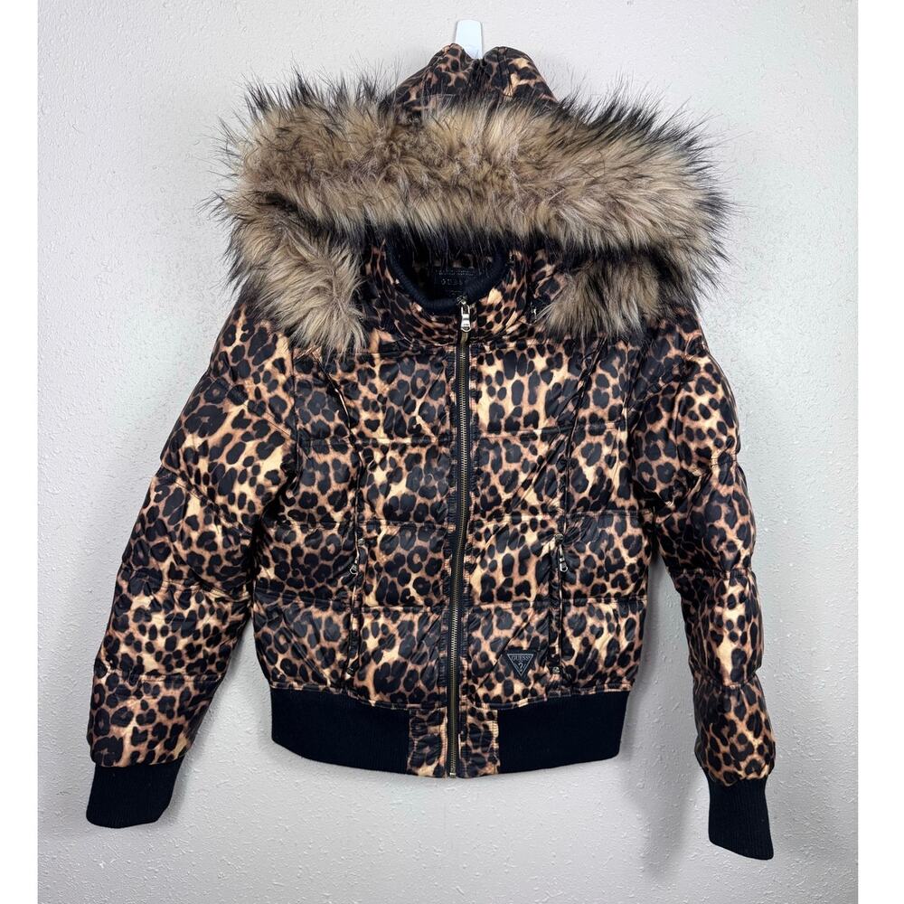 Guess Animal Print Winter Jacket Womens Size Medium